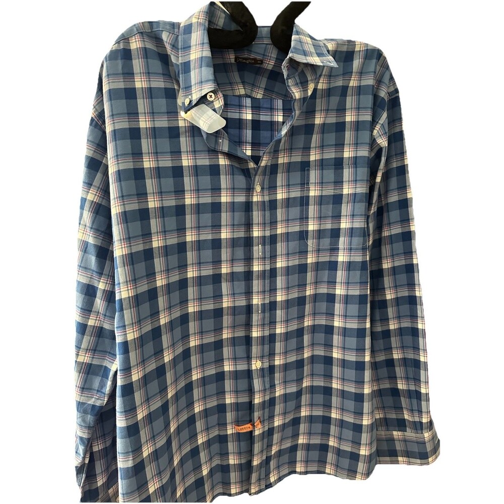 J McLaughlin Mens Plaid Button Down Shirt, Blues, Soft Cotton, XXL retail$148